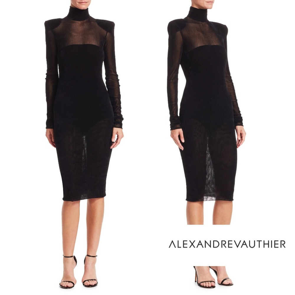 NWT - Black velvet sheer luxury dress - 40(small)